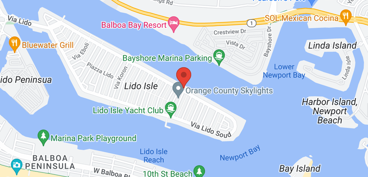 map of 704 Via Lido Nord Newport Beach, CA 92663